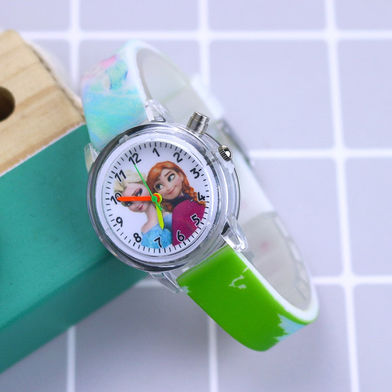 Disney Princess Elsa Kids Watches Girls Silicone Strap Cartoon Rabbit Dinosaur Light Children Wrist Watch Clock reloj infantil