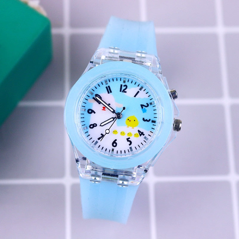 Disney Princess Elsa Kids Watches Girls Silicone Strap Cartoon Rabbit Dinosaur Light Children Wrist Watch Clock reloj infantil