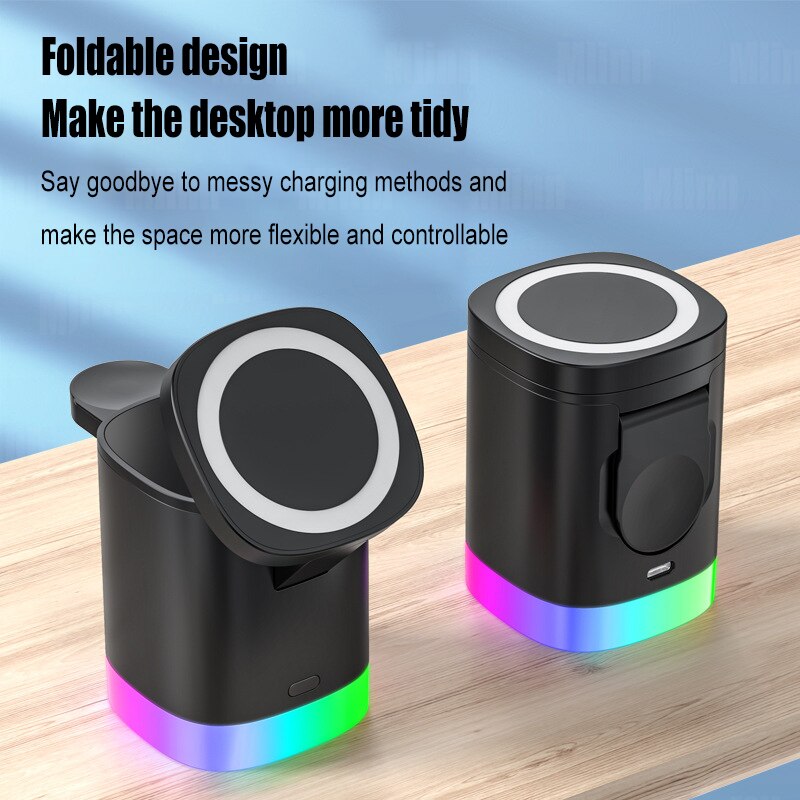 3 em 1 Macsafe Cube Charger Sradle Magnetic Wireless Stand Estação de carregamento rápido para iPhone 14 13 12 Pro Max AirPods Apple Watch