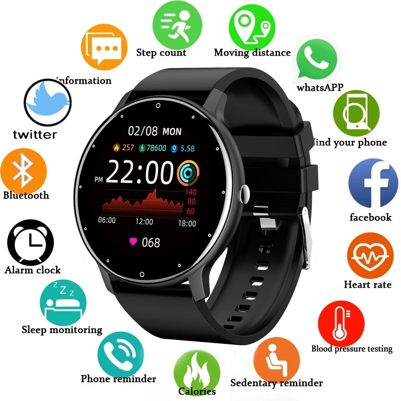 Relógio Inteligente Masculino Feminino Com Tela Sensível Ao Toque Completo Esporte Fitness Relógio Masculino IP67 À Prova D' Água Bluetooth Para Android IOS Smartwatch Masculino