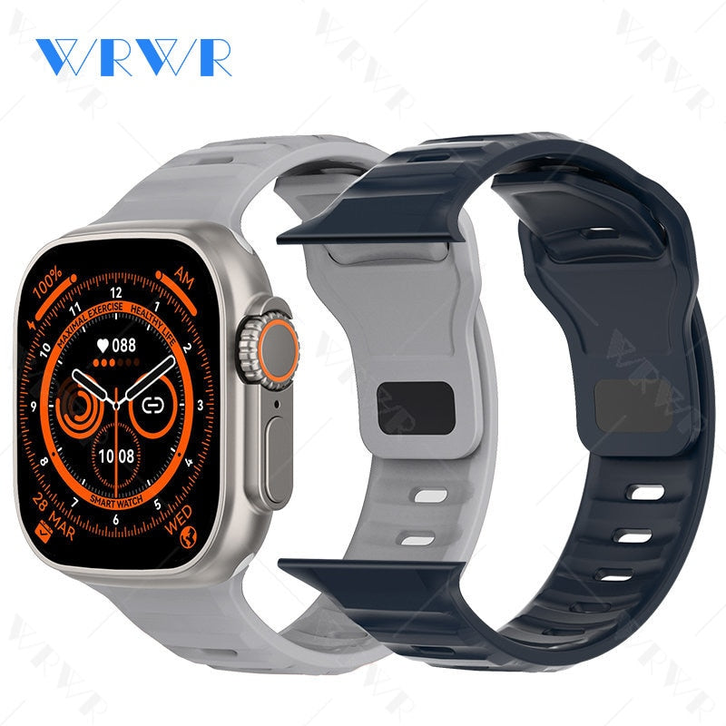 Mais novo relógio inteligente Ultra Series 8 NFC Smartwatch masculino, feminino, chamadas Bluetooth, carregamento sem fio, pulseira fitness, tela HD de 2 polegadas