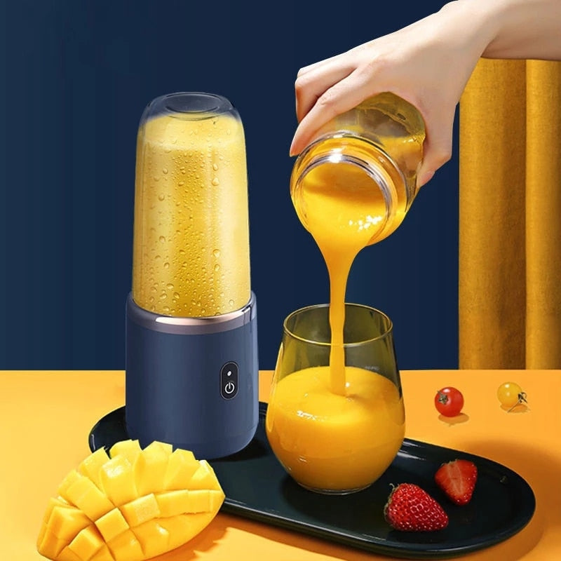 Espremedor portátil de 6 lâminas pequeno espremedor elétrico de frutas liquidificador de smoothie automático