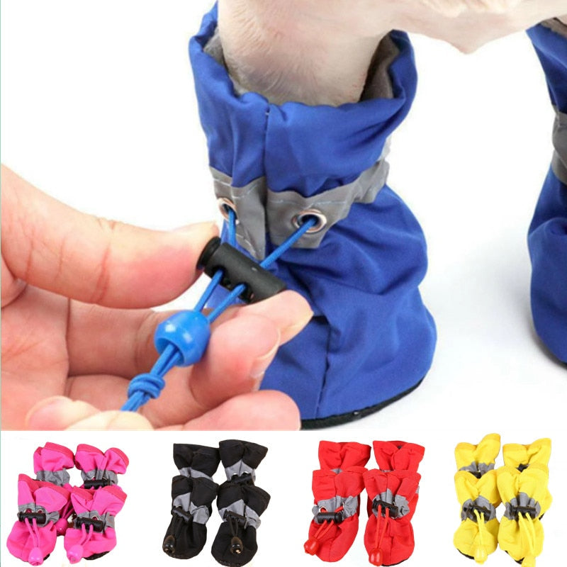 4 pçs/set À Prova D' Água Pet Dog Shoes Chihuahua Anti-slip Botas de Chuva Calçado Para Pequenos Gatos Cães Filhote de Cachorro Cão Pet Botas